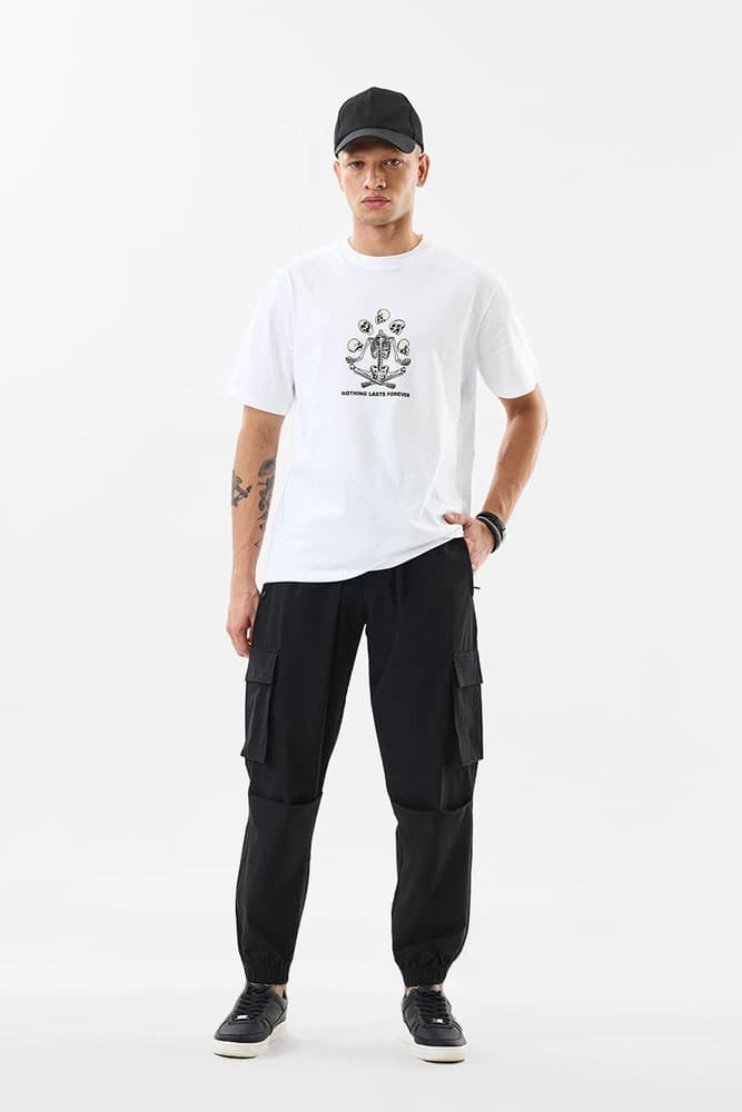Relaxed Fit Nylon Plain Cargo Pants