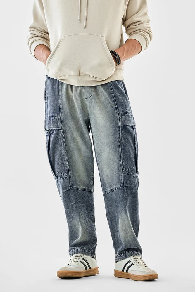 Baggy Fit Cotton Distressed Cargo Pants