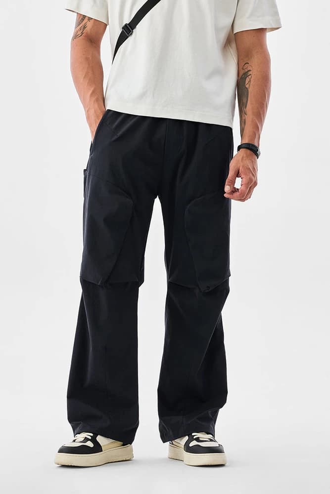 Loose Fit Polyester Plain Cargo Pants
