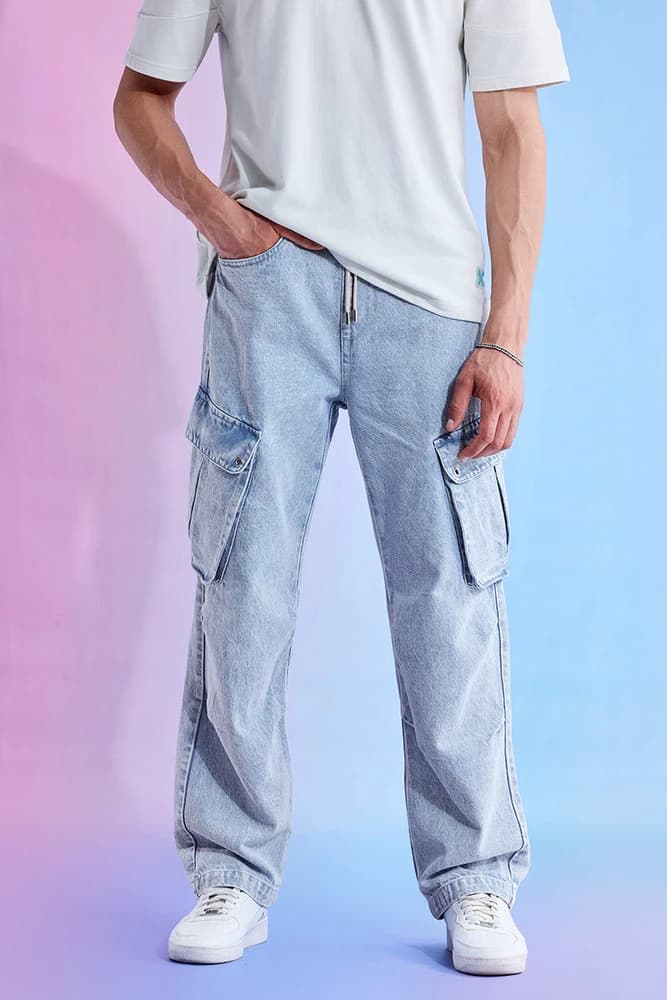 Baggy Fit Cotton Plain Cargo Pants