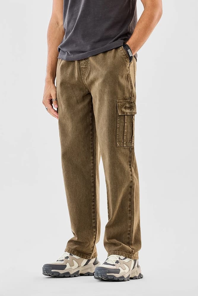 Baggy Fit Cotton Plain Cargo Pants