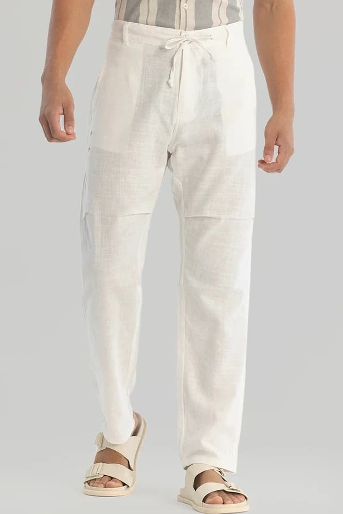 Relaxed Fit Cotton Plain Trousers