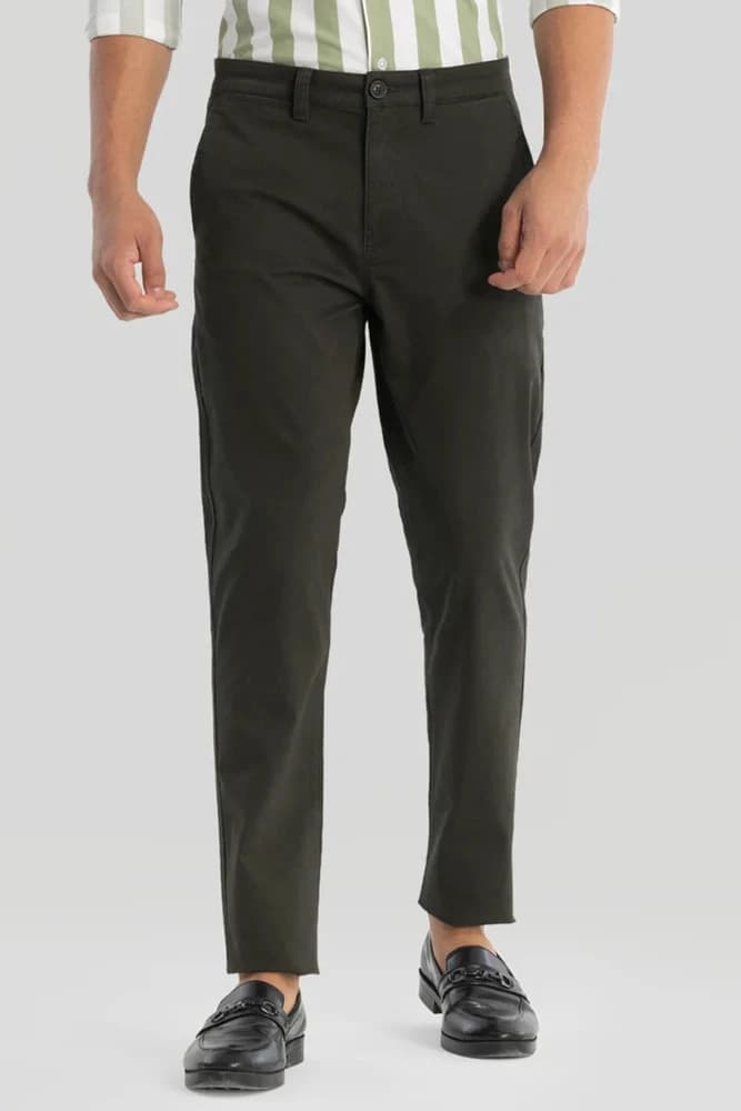 Slim Fit Cotton Plain Trousers