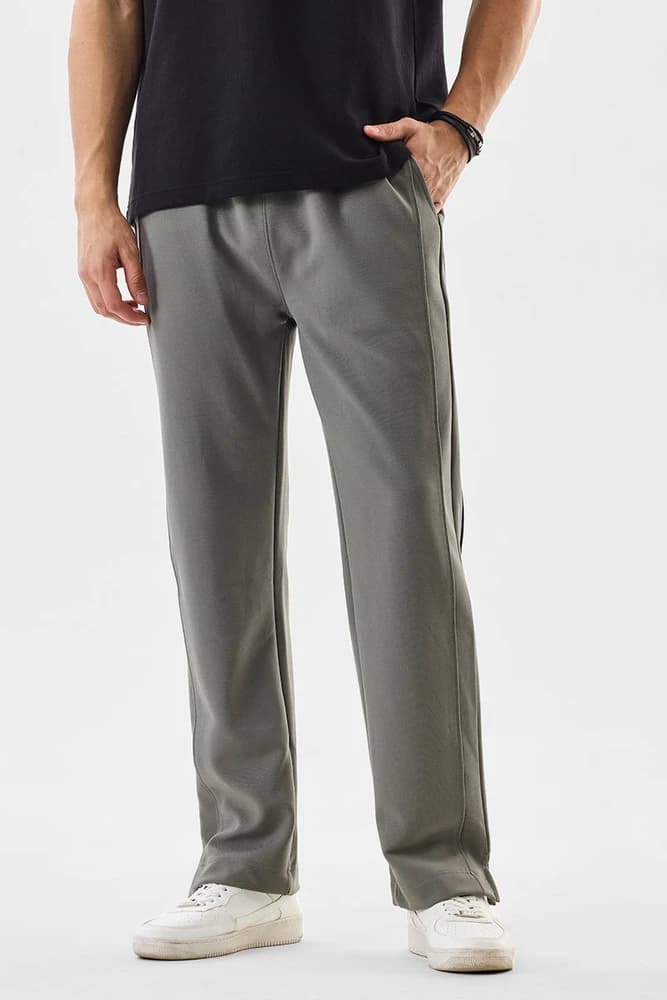 Relaxed Fit Polyester Plain Trousers