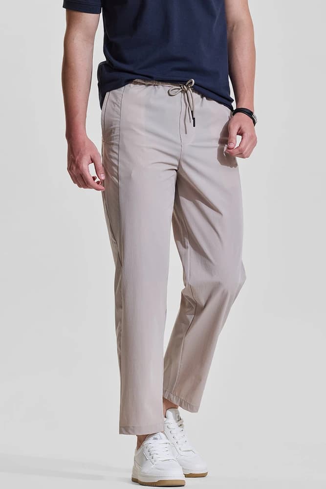 Slim Fit Polyester Plain Trousers