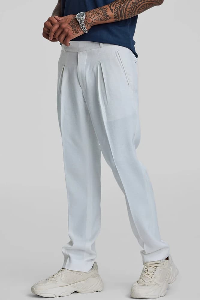 Relaxed Fit Cotton Textured, Self-Design Trousers