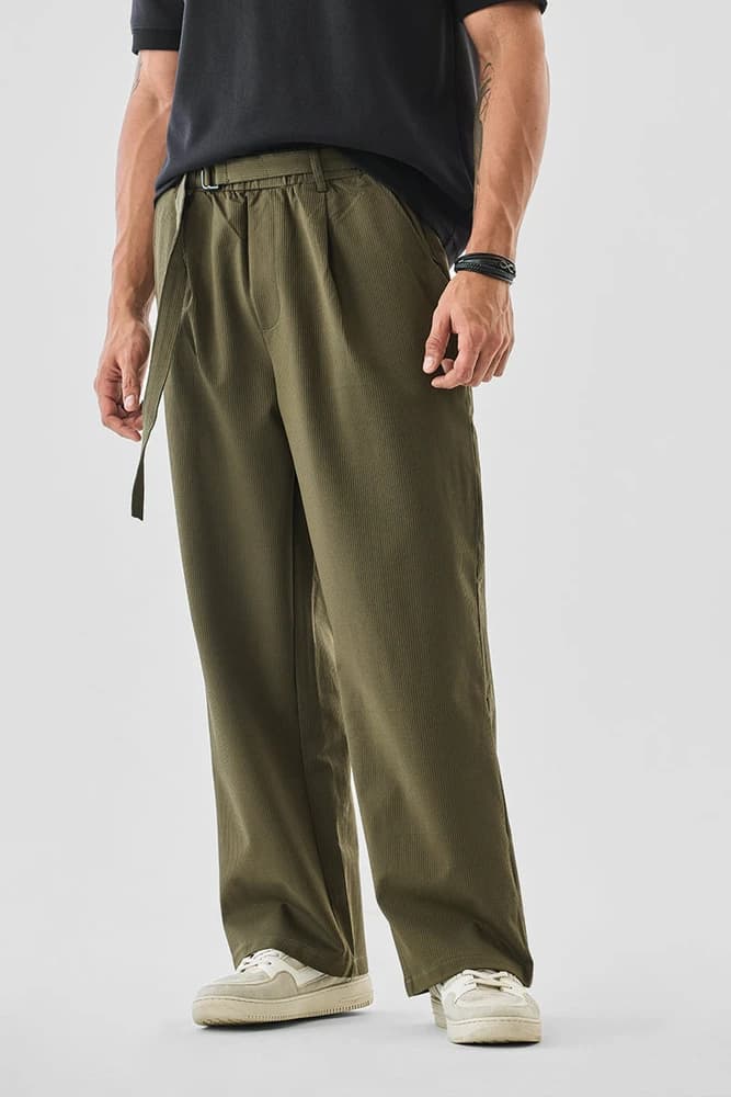 Regular Fit Polyester Textured Trousers