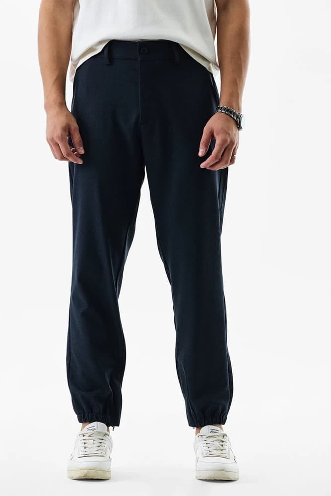 Relaxed Fit Polyester Self-Design Trousers