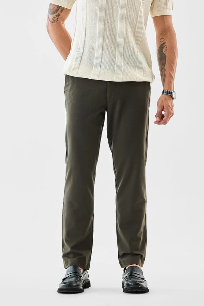 Slim Fit Rayon Plain Trousers