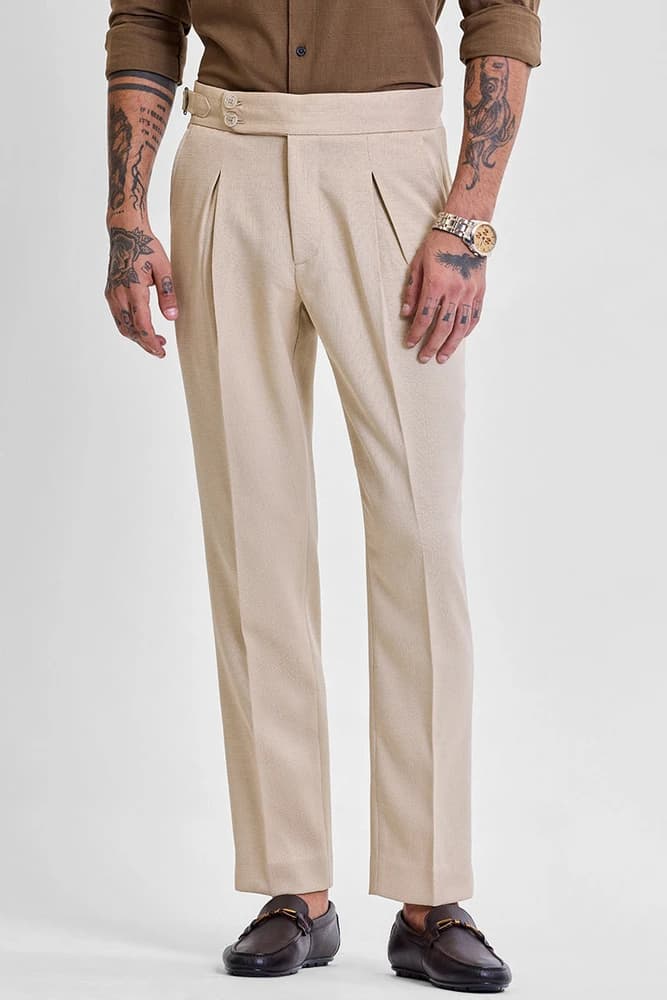 Slim Fit Polyester Plain Trousers