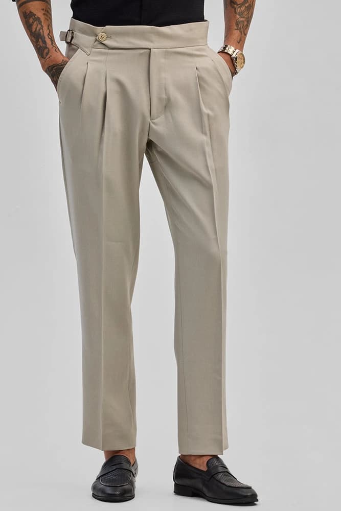 Slim Fit Polyester Plain Trousers