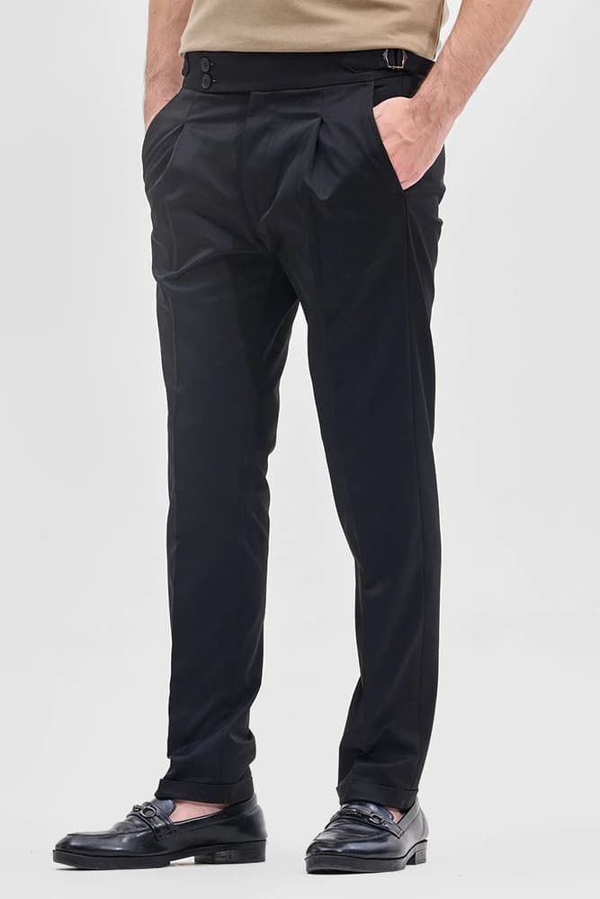Slim Fit Polyester Plain Trousers