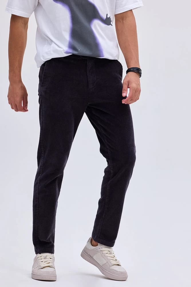 Slim Fit Cotton Textured, Self-Design Trousers