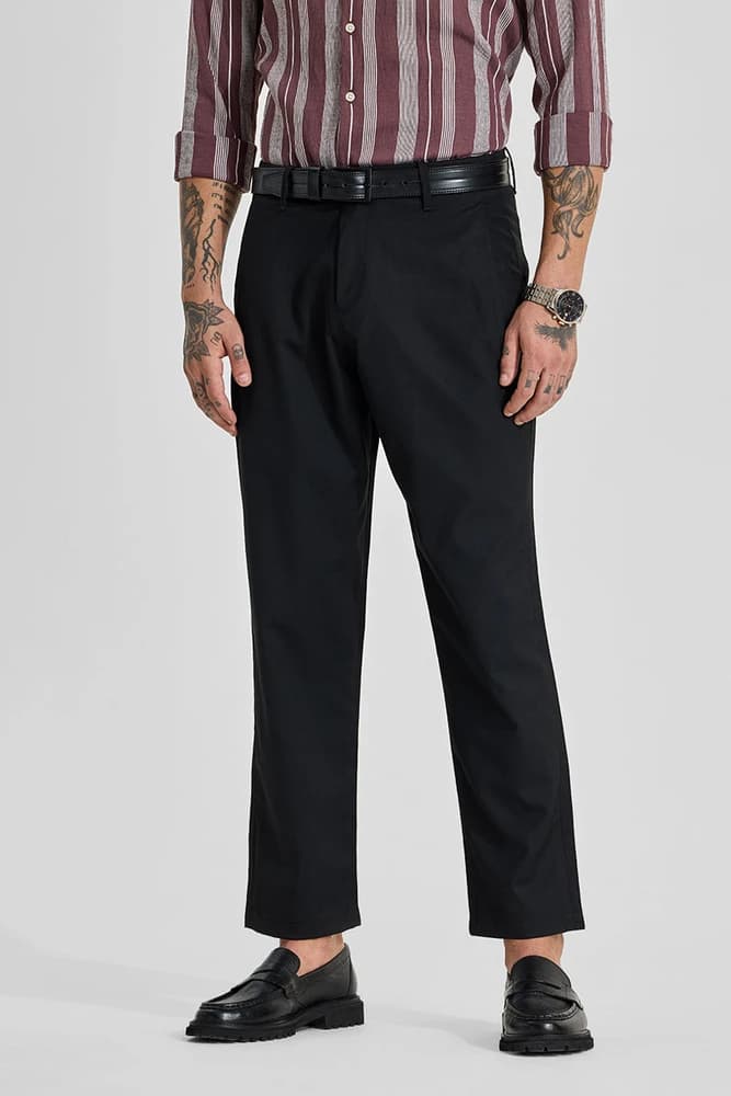 Regular Fit Polyester Solid Trousers