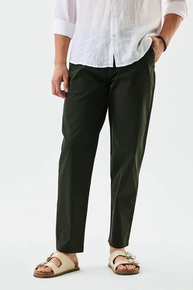 Relaxed Fit Cotton Plain Trousers