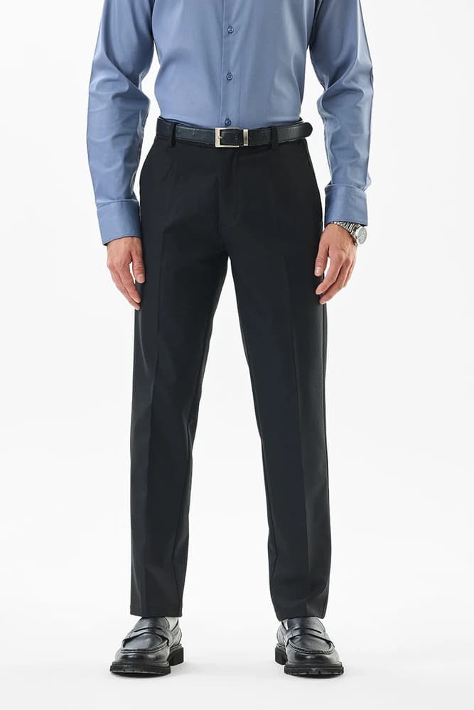 Slim Fit Polyester Plain Trousers
