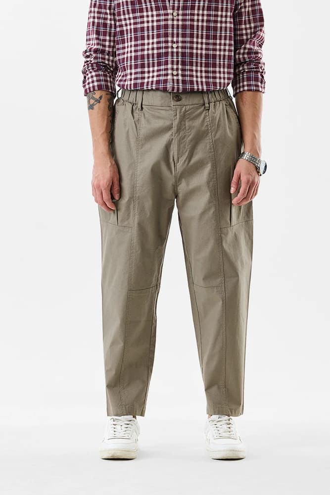 Relaxed Fit Cotton Plain Trousers