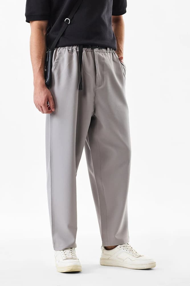 Relaxed Fit Polyester Plain Trousers