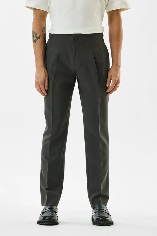 Slim Fit Polyester Plain Trousers
