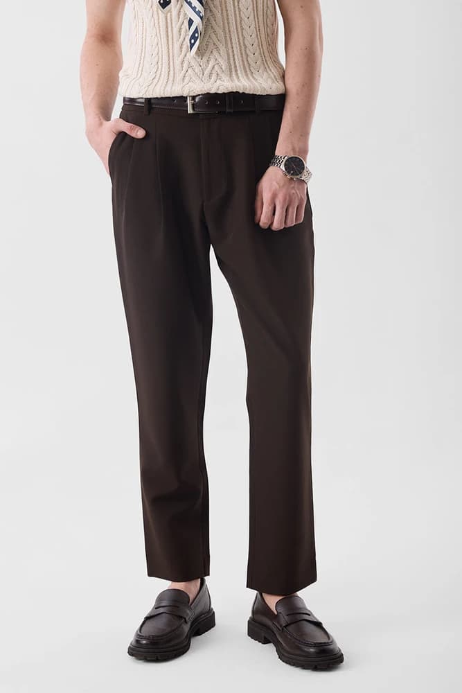 Slim Fit Polyester Plain Trousers