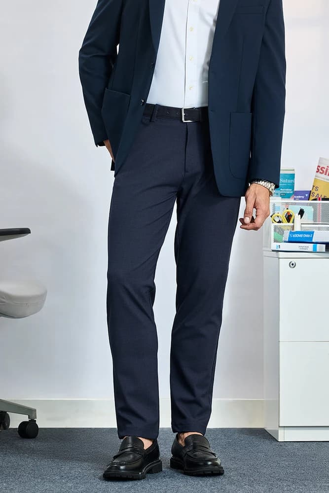Slim Fit Polyester Textured Trousers