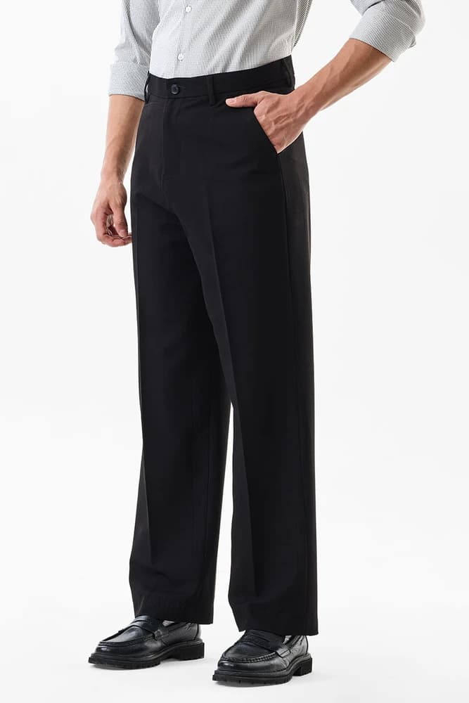 Regular Fit Polyester Plain Trousers