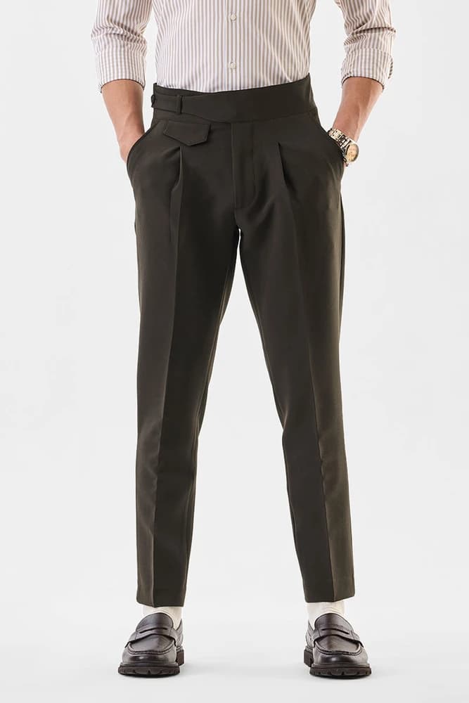 Slim Fit Polyester Plain Trousers