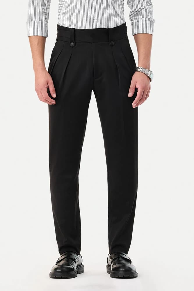 Relaxed Fit Polyester Plain Trousers
