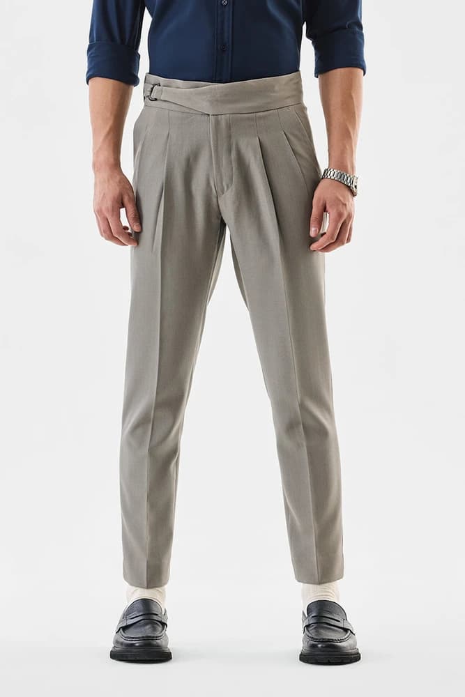 Slim Fit Polyester Plain Trousers