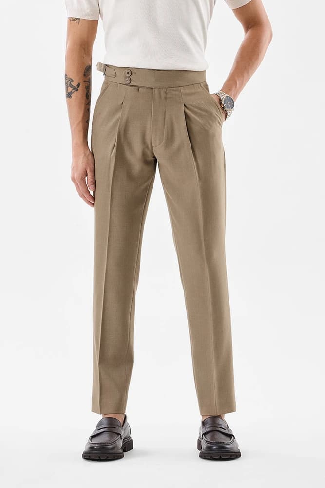 Slim Fit Polyester Plain Trousers