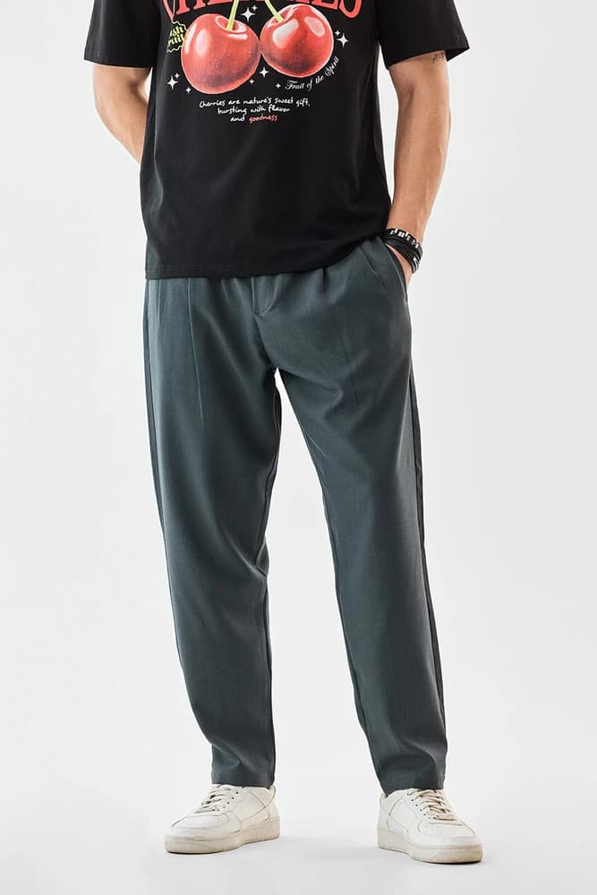 Relaxed Fit Polyester Self-Design Trousers