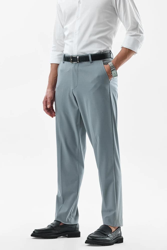 Slim Fit Polyester Plain Trousers