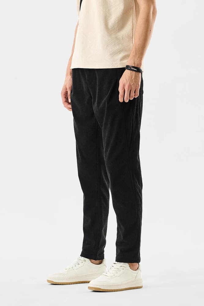 Relaxed Fit Polyester Textured Trousers