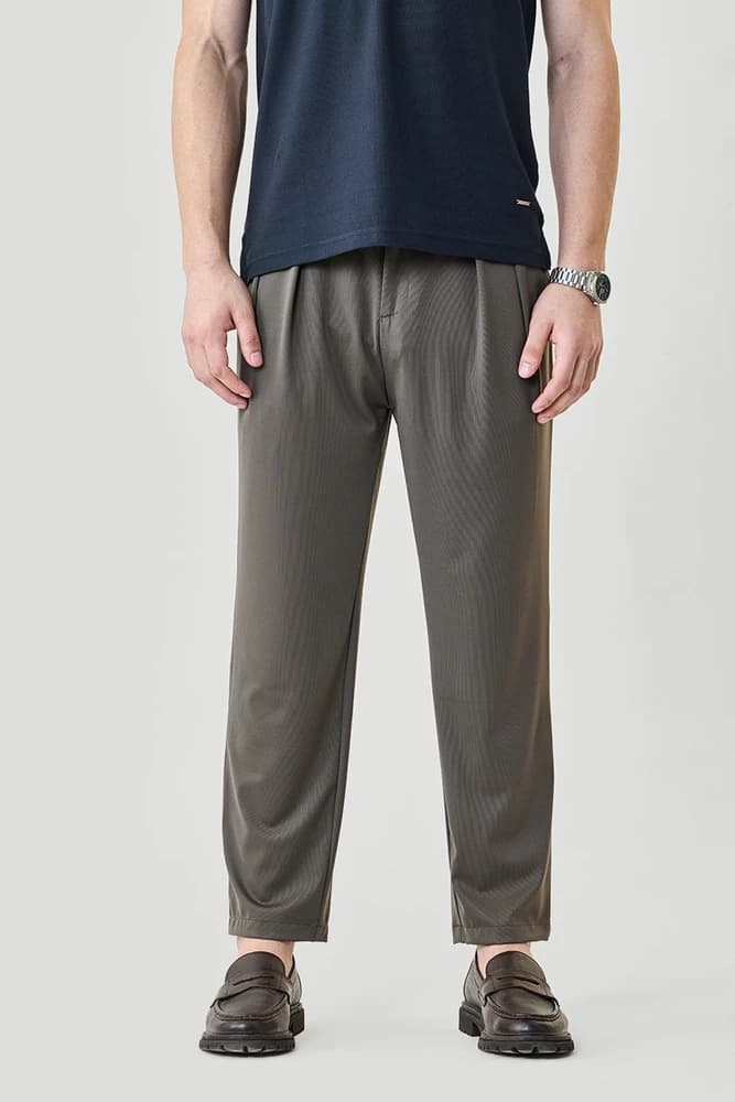 Straight Fit Nylon Plain Trousers