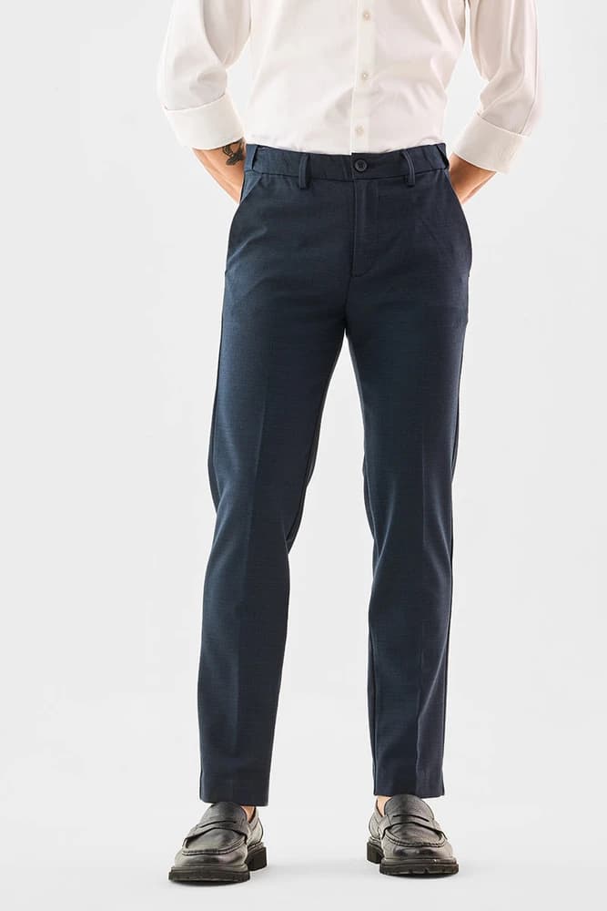 Regular Fit Polyester Self-Design Trousers