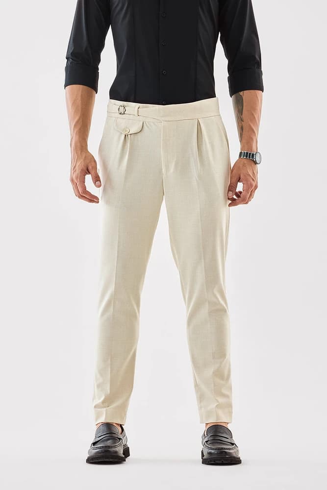 Slim Fit Polyester Self-Design Trousers