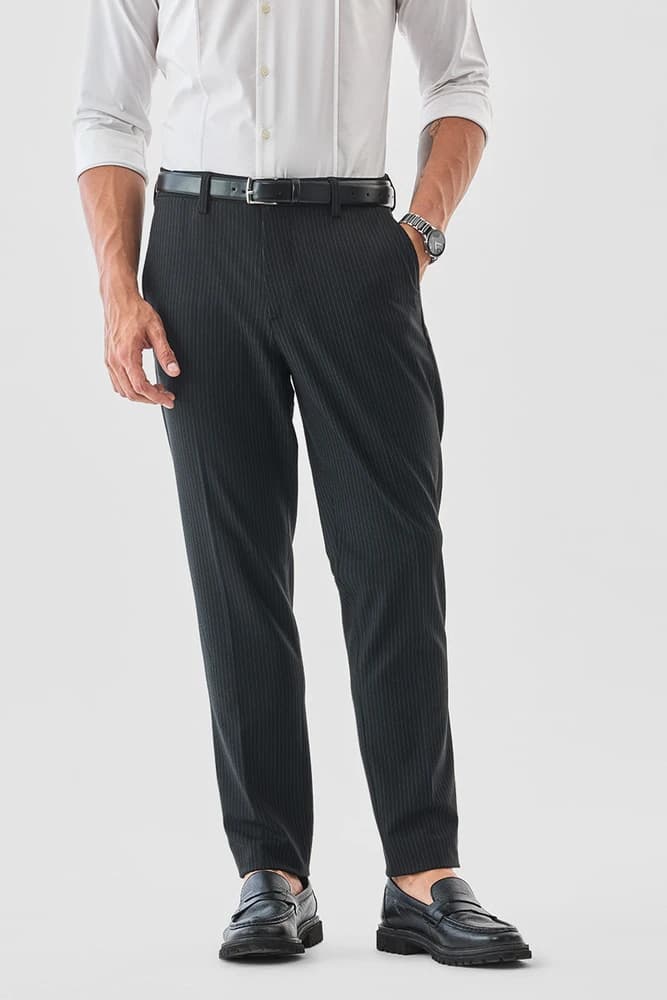 Slim Fit Polyester Stripes Trousers
