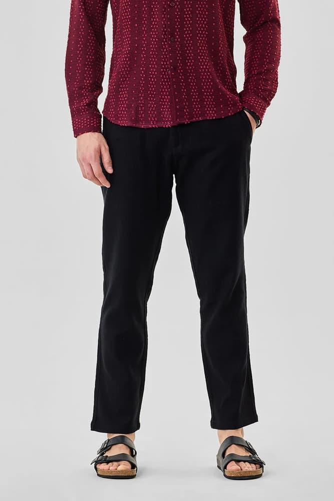 Relaxed Fit Cotton Textured Trousers