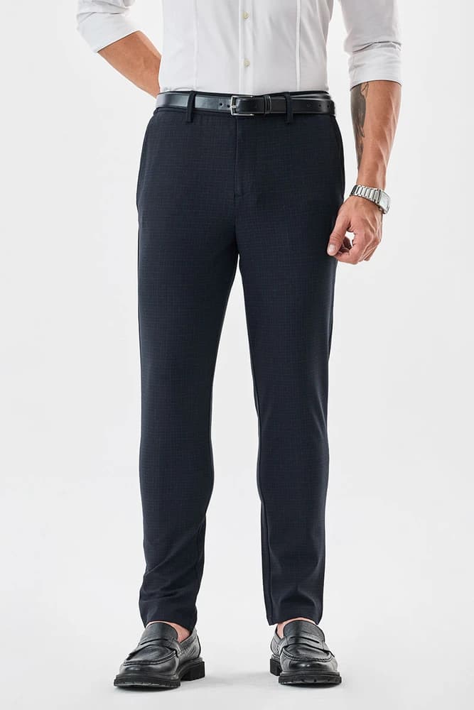 Slim Fit Polyester Checks Trousers