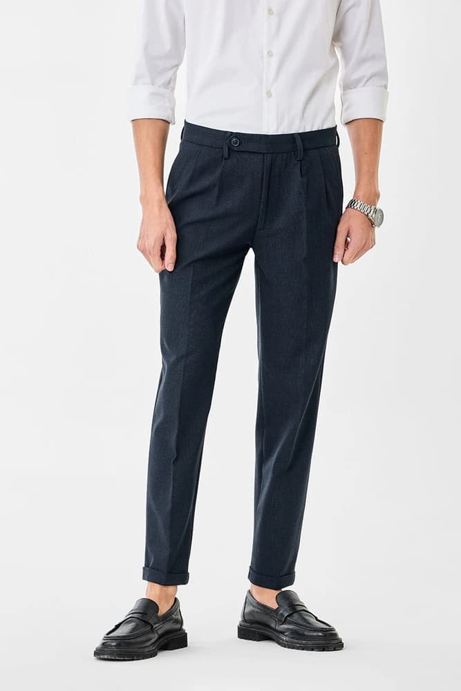 Slim Fit Polyester Checks Trousers