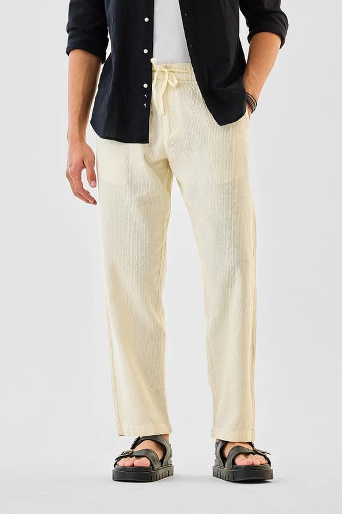 Relaxed Fit Cotton Textured Trousers