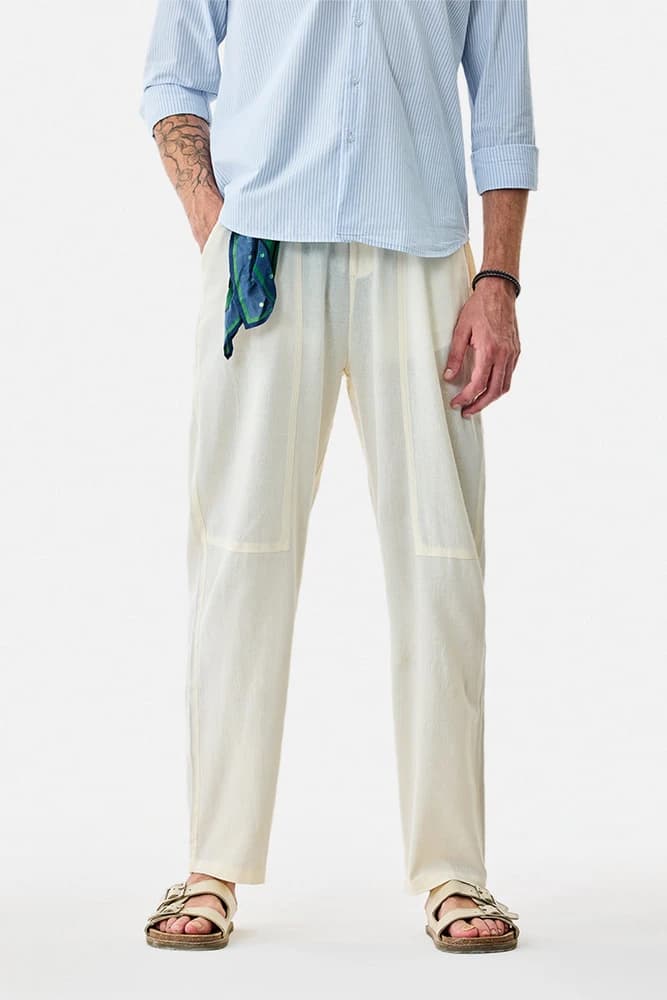Relaxed Fit Cotton Plain Trousers