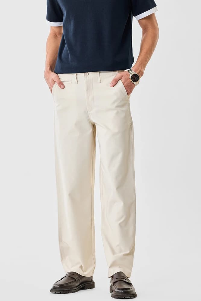 Loose Fit Polyester Plain Trousers