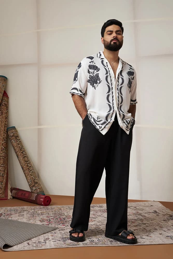 Relaxed Fit Polyester Plain Trousers