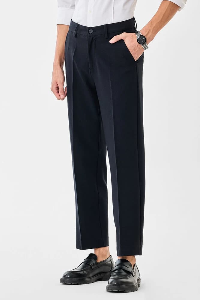 Regular Fit Polyester Self-Design Trousers