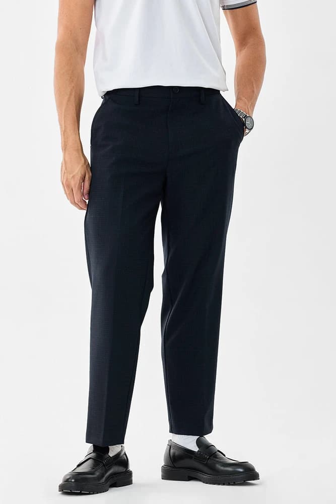 Regular Fit Polyester Checks Trousers