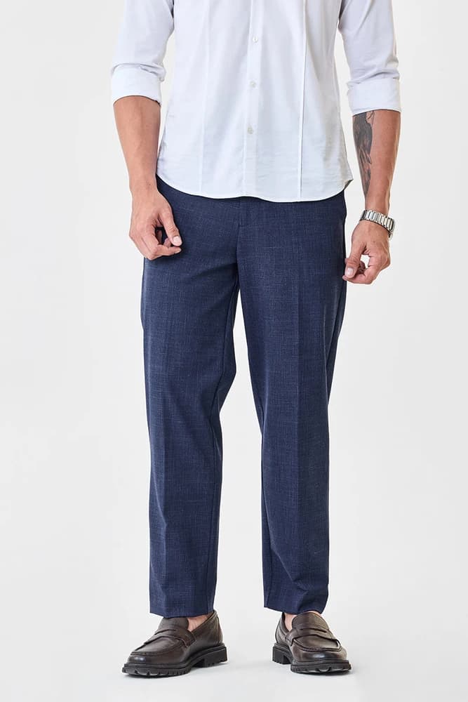 Regular Fit Polyester Self-Design Trousers