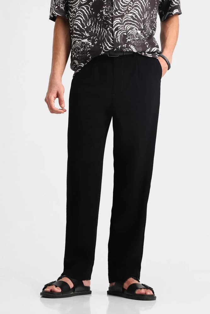 Baggy Fit Polyester Plain Trousers