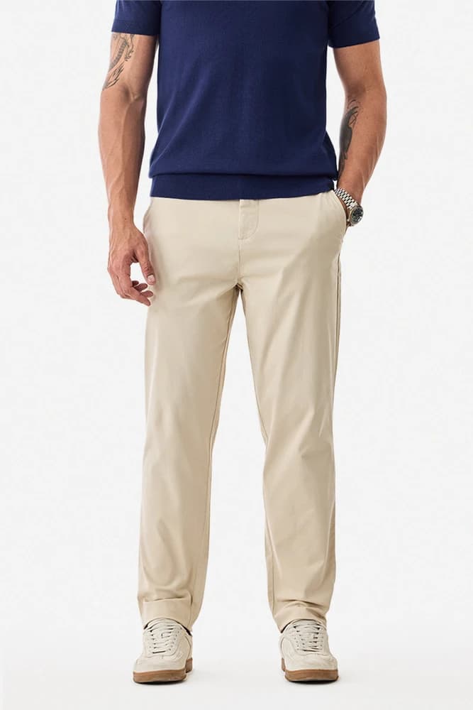 Slim Fit Cotton Plain Trousers