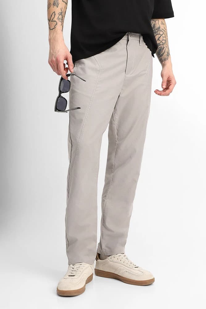 Relaxed Fit Polyester Plain Trousers